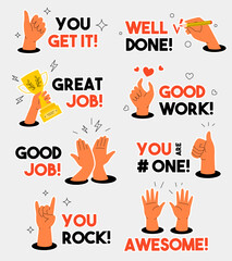Motivational Stickers With Hands - 656454716