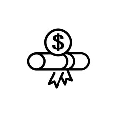 Scholarship icon. Thin linear scholarship outline icon isolated on white background from e learning and education collection. Line vector sign, symbol for web and mobile