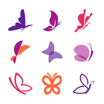 set of butterfly logo design template