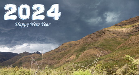 Happy New Year 2024: coming Thunderstorm in Tsehlanyane National Park, Leribe District, Kingdom of Lesotho, southern Africa