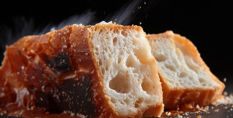 slices of bread,  bread macro crumb