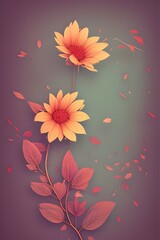 Beautiful Fantasy Flowers With Pleasant Background. Greeting Card Design. Gift Card Design. Journal Cover Design. Flower Element Design. 3d illustration. Generative AI	
