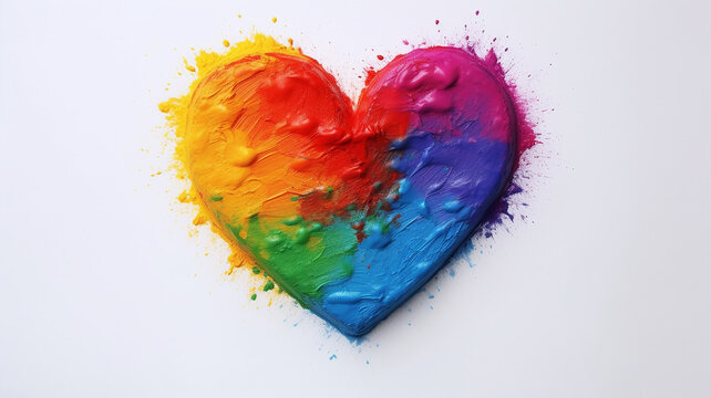 heart in rainbow colors on a white background spectrum banner concept.