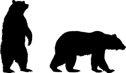 bear black silhouette vector set