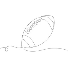 Continuous one line drawing of american football ball. Vector illustration