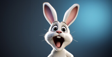 easter bunny in the field, bunny face laughing at the screen no body style cartoon