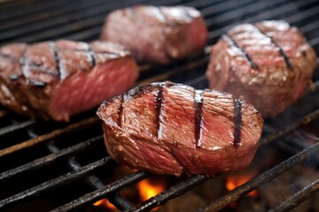 close-up of grill marks on venison steaks