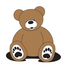 Teddy bear, simple and unflattened illustration