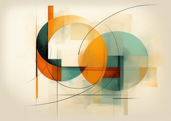 Abstract geometric shapes in earh colors (green, beige, orange)