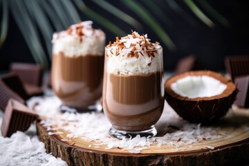hot chocolate with coconut flakes on top