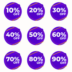 SET SALE BADGE TEMPLATE DESIGN. OFFER WITH DIFFERENT DISCOUNT PROMOTION.MODERN DESIGN VECTOR FOR YOUR BUSINESS