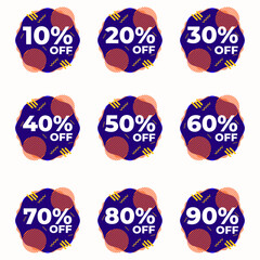 SET SALE BADGE TEMPLATE DESIGN. OFFER WITH DIFFERENT DISCOUNT PROMOTION.MODERN DESIGN VECTOR FOR YOUR BUSINESS