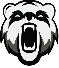 Giant panda Mascot logo Design. Brave Bear Face vector template. Panda Head design for Logo, polar bear Logo icon Sport Team logo design, Vector Template Illustration. Mascot Brave Grizzly Bear Logo