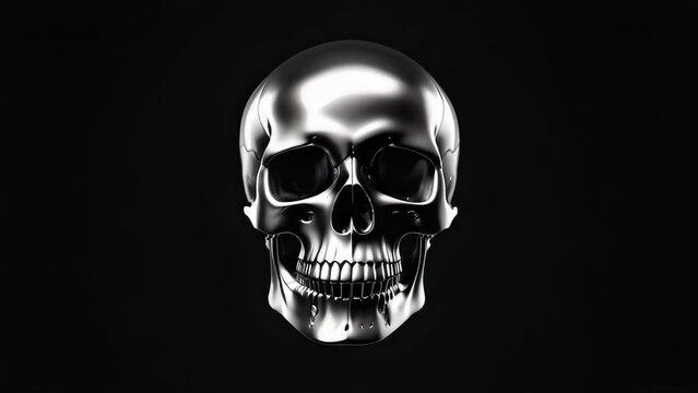 Silver Skull 3d Render Black Background