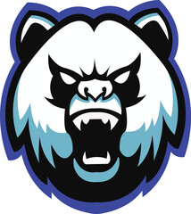 Giant panda Mascot logo Design. Brave Bear Face vector template. Panda Head design for Logo, polar bear Logo icon Sport Team logo design, Vector Template Illustration. Mascot Brave Grizzly Bear Logo