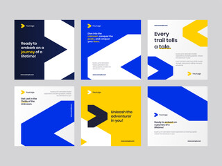 Adventure Brand Social Media Square Banners for a dynamic social media post template. This design captures the essence of adventure and the outdoors, presenting a visually engaging and energetic.