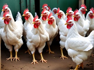 Fototapeta premium A Group Of White Chickens