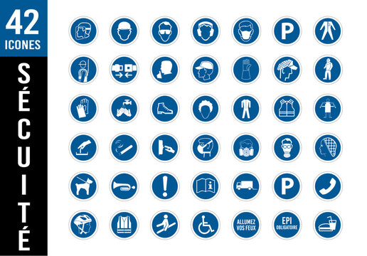 pictogrammes icones symboles &eacute;l&eacute;ments s&eacute;curit&eacute; au travail