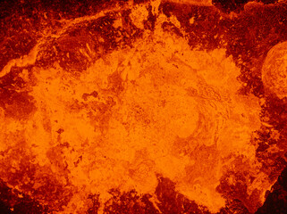 Aerial view of a boiling lava crater, close-up