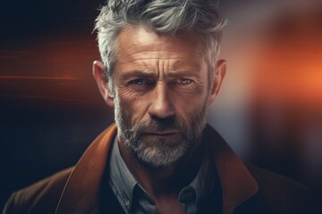 Obraz premium A close-up photograph of a man with a beard. This image can be used to represent masculinity, grooming, or fashion trends.