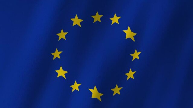 EU flag - European Union. National 3d Europe flag waving. Flag of Europe footage video waving in wind. The European flag 4K animation