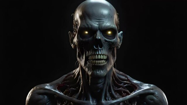 Halloween Zombie Head Scary Black Background