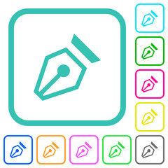 Nib outline vivid colored flat icons