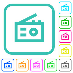 Retro radio vivid colored flat icons
