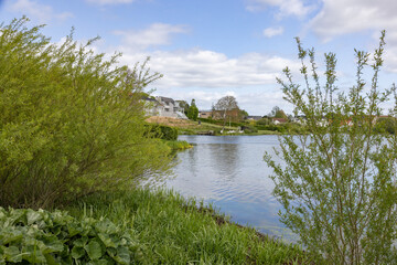 Fototapeta premium Kolding castle lake, Kolding is a harbor and market town in South Jutland in Denmark with 57,583 inhabitants (2013)