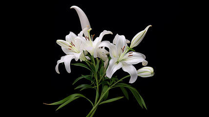 Close up of Lily flower isolated on black background