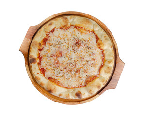 Pizza with cheese isolated on white background. Pizza margarita top view.