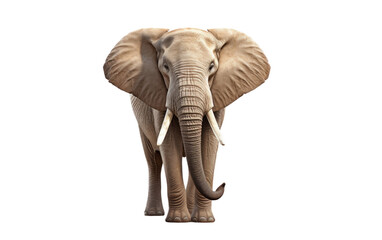 Fototapeta premium Portrait Elephant in Forest on White Transparent Background.
