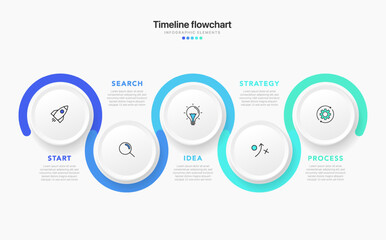 Timeline infographic design with 6 options or steps. Infographics for business concept. Can be used for presentations workflow layout, banner, process, diagram, flow chart, info graph, annual report.