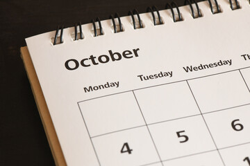 OCTOBER page from the office calendar.