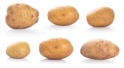 collection potatoes isolated on white background.