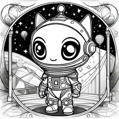 sketch drawing of alien | illustration of a person | coloring book pages | alien in space