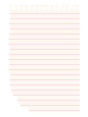 Ripped notebook sheets in  line.