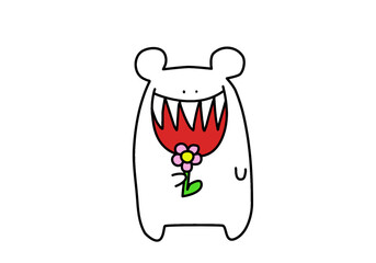 White bear has a flower