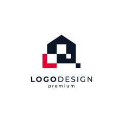 abstract home for lodging application and technology logo design