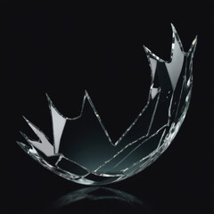 Broken shattered glass on a black background.