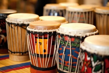 Fototapeta na wymiar close-up shot of ngoma drums used in kwanzaa dance