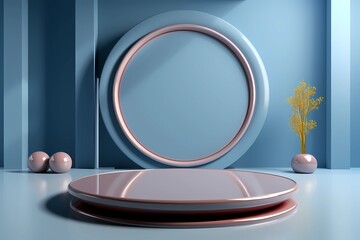 Empty round podium background.AI generated