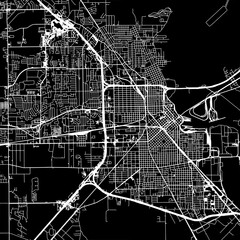 1:1 square aspect ratio vector road map of the city of  Beaumont Texas in the United States of America with white roads on a black background.
