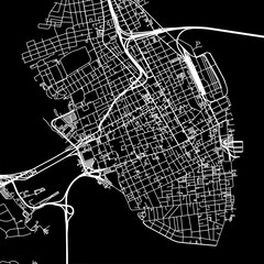 Obraz premium 1:1 square aspect ratio vector road map of the city of Charleston South Carolina in the United States of America with white roads on a black background.
