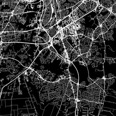 1:1 square aspect ratio vector road map of the city of  Chesapeake Virginia in the United States of America with white roads on a black background.