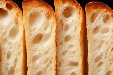 Background of cut French bread slice. Generative AI