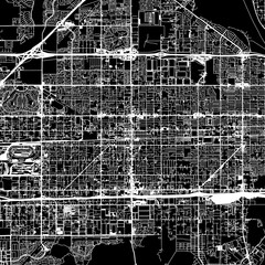 Obraz premium 1:1 square aspect ratio vector road map of the city of Fontana California in the United States of America with white roads on a black background.
