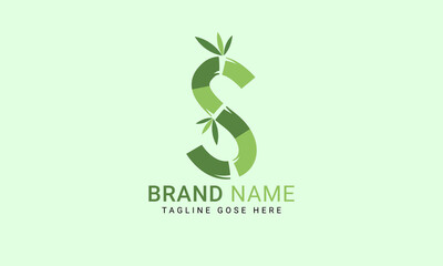 Initial S alphabet with bamboo leaf. eco-friendly logo concept. Letter S alphabet symbol for business and company identity