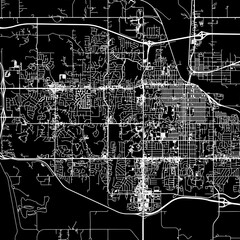 1:1 square aspect ratio vector road map of the city of  Lawrence Kansas in the United States of America with white roads on a black background.