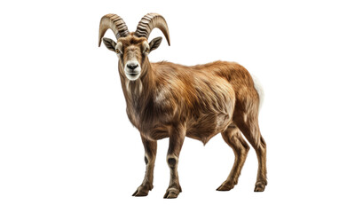 Brown Ibex on White Transparent Background.